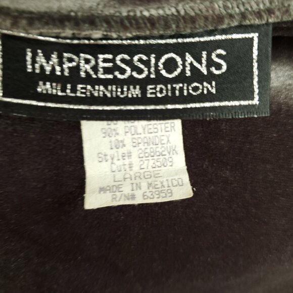 VTG 90s Impressions Millenium Pull On Velvet Knee-Length Skirt L Gray - Picture 3 of 14